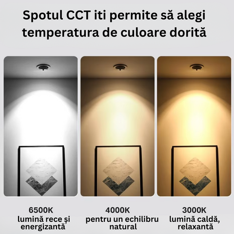 spot led rotund 30w, spot rotund incastrabil, spoturi incastrabile 30w, spot CCT pentru tavan, led spot, spoturi led 165mm, mini led spot rotund, spoturi rotunde tavan, spot led orientabil, spot alb incastrat, led-box.ro