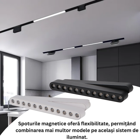 spot LED magnetic 12w negru, spot led sina magnetica, proiector led pe sina magnetica, iluminat sina magnetica, sina spoturi magnetice, corpuri iluminat sina magnetica, spoturi magnetice pe sina, spoturi negre magnetice, sina magnetica led tavan, iluminat pe sina magnetica, led-box.ro