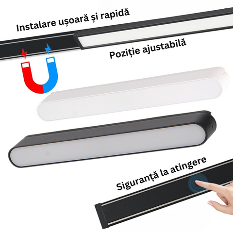 proiector liniar 12w magnetic, proiector led sina magnetica, spot led 12w sina magnetic, spot magnetic, corp iluminat sina magnetica, led-box.ro