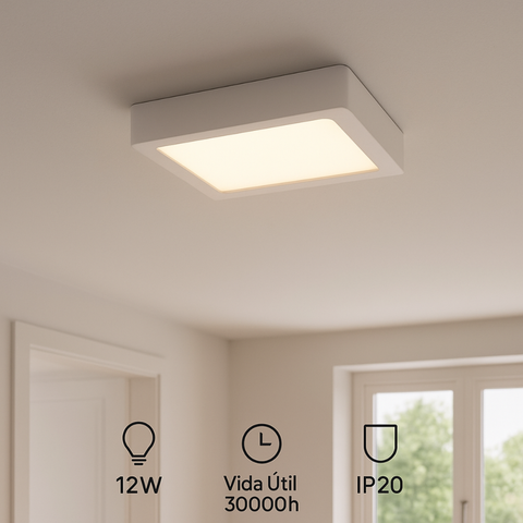 Spot LED pătrat 12W cu unghi 120°