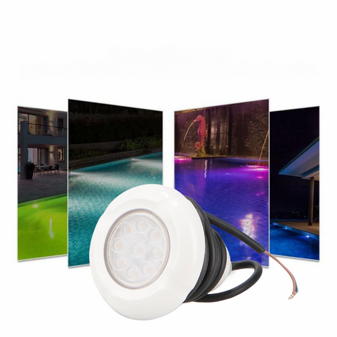 Spot LED RGB 7W prezentat pe fundal alb, cu LED Osram și cablu de alimentare vizibil.