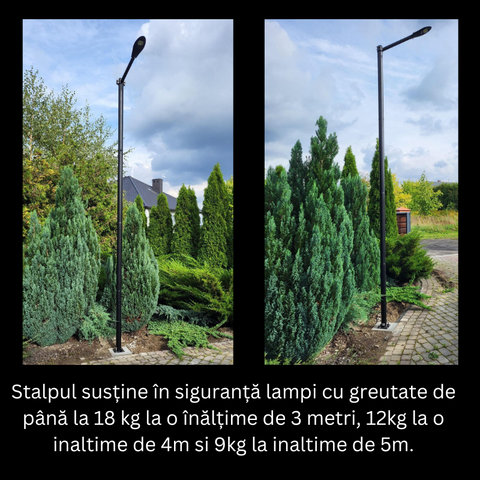 stalp lampa, stal galvanizat, stalp 3m, stalp pentru lampa solara, stalp decorativ, stalp cu plansa, stalp felinare, led-box.ro