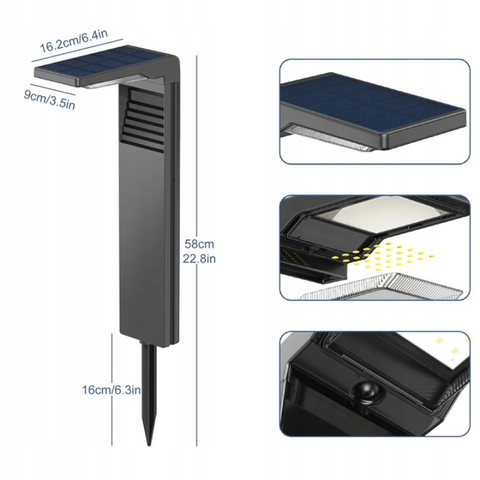 stalp solar gradina, stalp cu incarcare solara, stalp iluminat gradina cu senzor, stalp cu senzor gradina, iluminat solar gradina, led-box.ro