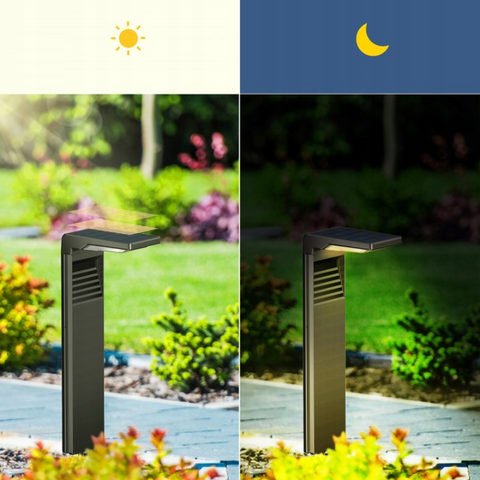 stalp solar gradina, stalp cu incarcare solara, stalp iluminat gradina cu senzor, stalp cu senzor gradina, iluminat solar gradina, led-box.ro