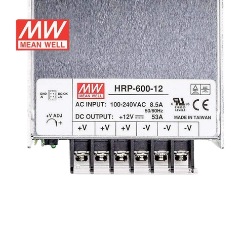 HRP-600-12, sursă de alimentare 12V, MEAN WELL 600W, alimentator industrial, sursă tensiune 12V, power supply MEAN WELL, sursă de curent 12V 600W, HRP600-15 53A, led-box.ro