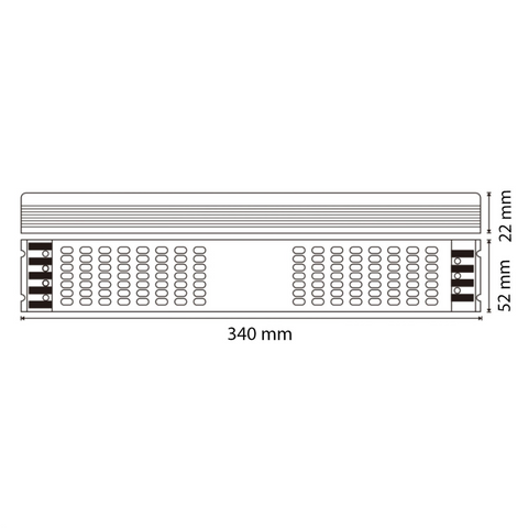 Dimensiuni sursă LED slim 340x52x22 mm pentru spații înguste