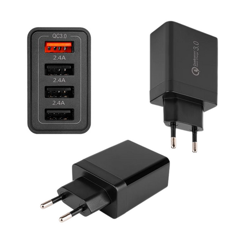 Sursă de alimentare neagră cu încărcare rapidă de 20W 4xUSB-A led-box.ro
