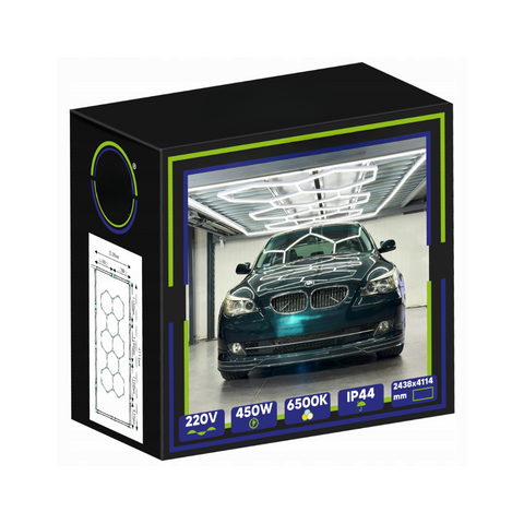 tavan led hexagon 450w, detailing auto, tavan honey comb, tavan cu led hexagon 450w, tavane honeycomb, tavane showroom, tavane hexagonale, led-box.ro
