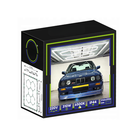 tavan led hexagon 310w, detailing auto, tavan honey comb, tavan cu led hexagon 310w, tavane honeycomb, tavane showroom, tavane hexagonale, led-box.ro