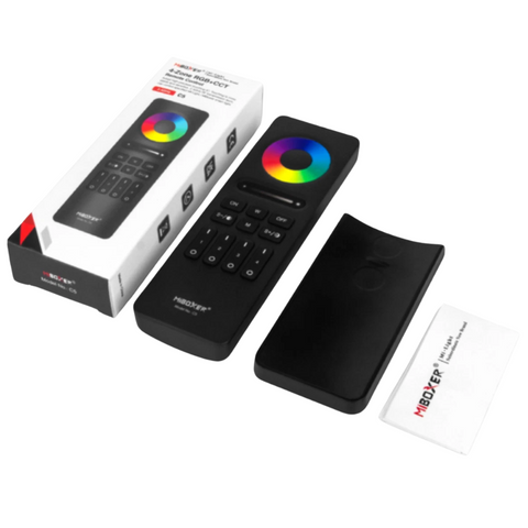 telecomandă LED RGB+CCT, Miboxer 4 Zone, control iluminat inteligent, telecomandă benzi LED, temperatură de culoare reglabilă, iluminat personalizat, control lumină pe zone, iluminat smart home, telecomandă lumină LED, Miboxer C5, led-box.ro
