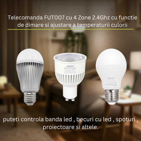 telecomanda led, telecomanda 4 zone, telecomanda dimmer, telecomanda cct, telecomanda MiLight, MiBoxer, telecomanda banda led, telecomanda alb variabil, FUT007, telecomanda monocrom, led-box.ro