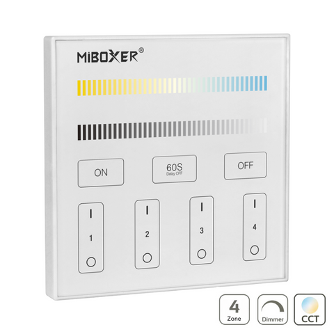 telecomanda cct, telecomanda 4 zone, panou perete, controller perete, X2 MiLight, MiBoxer, led-box.ro