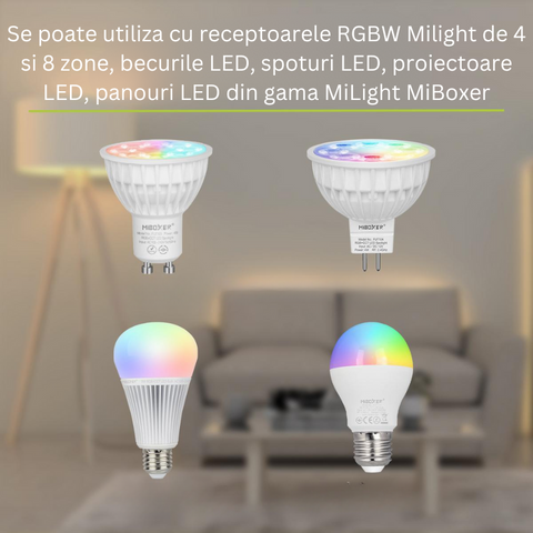 telecomanda tactila, telecomanda banda led, telecomanda MiLight, MiBoxer, Telecomanda 8 zone, telecomanda RGB+CCT, FUT089, FUT089B, led-box.ro