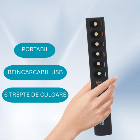 tester temperatură de culoar,  baston luminiscent portabil, lumină ajustabilă 2700K–6000K, lumină pentru fotografi, lumină pentru design interior, lampă LED portabilă, lumini ambientale pentru decor, unealtă pentru designeri de interior, tester lumină, led-box.ro