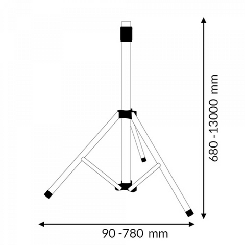 trepied telescopic cu inaltime ajustabila 680-13000mm, baza 90-780mm