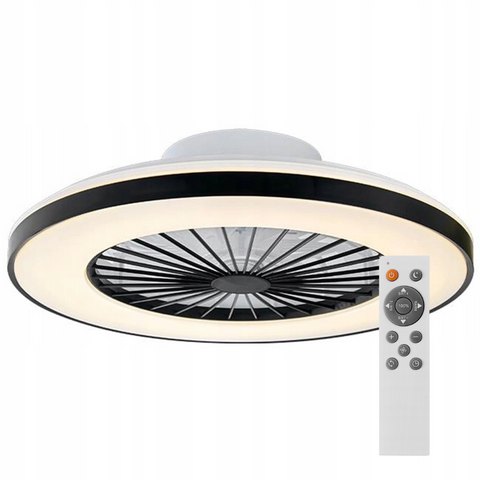 Plafoniera LED KLEO neagră iluminând uniform, control telecomanda