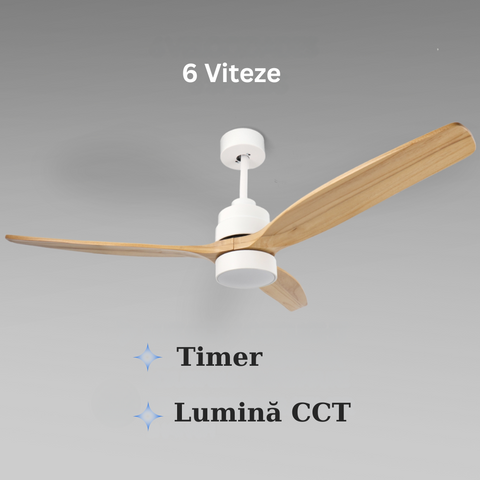 ventilator tavan cu timer, 6 viteze, lumina ajustabila, led-box.ro