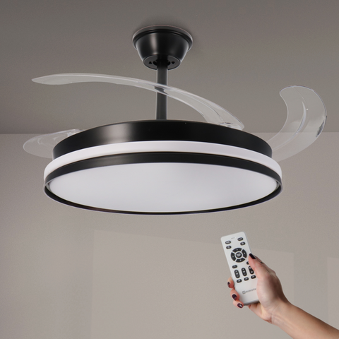 ventilator tavan, ventilator cu lustra CCT, lustra cu ventilator si telecomanda, corp iluminat cu ventilator, lustra led cu ventilator si telecomanda, ventilator tavan silentios, led-box.ro