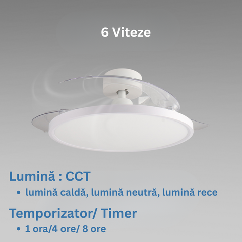 ventilator tavan, ventilator cu lustra CCT, lustra cu ventilator si telecomanda, corp iluminat cu ventilator, lustra led cu ventilator si telecomanda, ventilator tavan silentios, led-box.ro