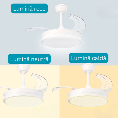 ventilator tavan, ventilator cu lustra CCT, lustra CCT cu ventilator si telecomanda, corp iluminat cu ventilator, lustra led Thor cu ventilator si telecomanda, ventilator tavan silentios, led-box.ro