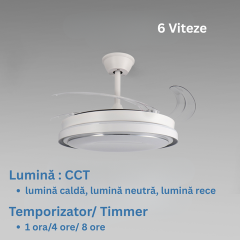 ventilator tavan, ventilator cu lustra CCT, lustra cu ventilator si telecomanda, corp iluminat cu ventilator, lustra led cu ventilator i telecomanda, ventilator tavan silentios, led-box.ro
