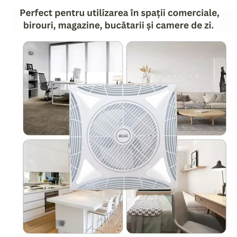 ventilator tavan, ventilator cu telecomanda, ventilator tavan fals, ventilatoare tavan Armstrong, ventilator spatii comerciale, ventilator tavane casetate, ventilator tavan cu lumina, led-box.ro