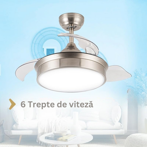 ventilator tavan cu lustra led, lustra led cu ventilator, lustre cu ventilator,  lustre living cu ventilator, lustre cu ventilator incorporat, modele lustre cu ventilator, ventilator cu lustra LED, ventilator tavan ieftin, lustra led cu ventilator Dedeman, led-box.ro