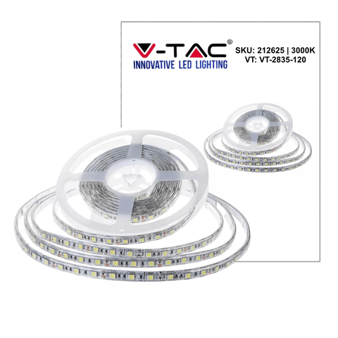 Banda LED V-TAC VT-2835-120, 24V 120 LED/m IP65, 10m - led-box.ro