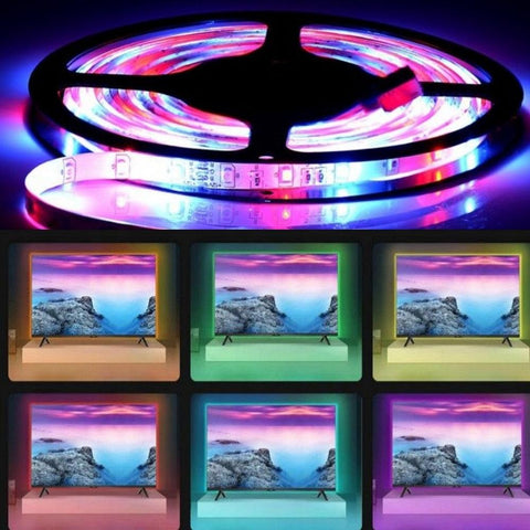 Banda Smart LED TV RGB, USB, Controler Bluetooth si telecomanda, 3m-led-box.ro