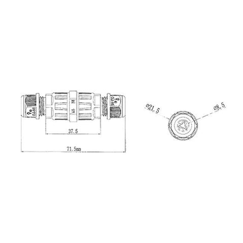 Conector cablu ermetic, 3 pini, IP68, Ø22 x 72mm, 5 bucati