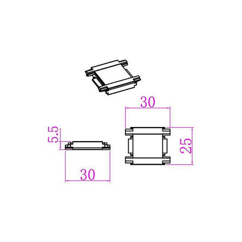 conector tip I, conector sina magnetica, conector slim sina, conectori sine magnetice, imbinare sina magnetica, accesorii conectori sine magnetice, led-box.ro