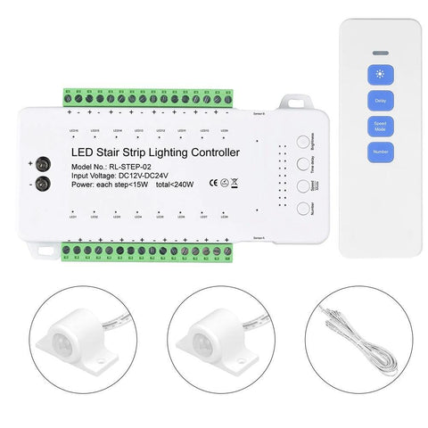 kit iluminat scari, controler iluminat scari, kit iluinat trepte, iluminat scari, iluminat trepte scara, sistem iluminat scari, controler inteligent scari cu senzor, led-box.ro