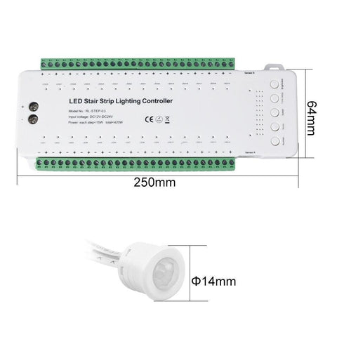 Controler inteligent de scari 12-24V 240W, 28 trepte cu 2 senzori-led-box.ro