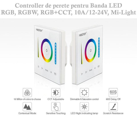 controler perete, panou perete, panou touch rgb, panou touch rgbcct, panou tactil banda led, panou touch led, MiLight, led-box.ro