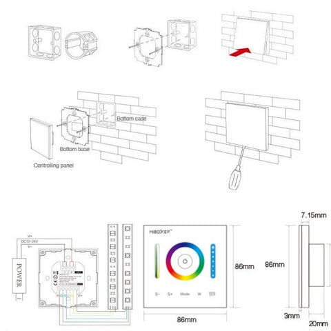 controler perete, panou perete, panou touch rgb, panou touch rgbcct, panou tactil banda led, panou touch led, MiLight, led-box.ro
