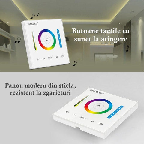 controler perete, panou perete, panou touch rgb, panou touch rgbcct, panou tactil banda led, panou touch led, MiLight, led-box.ro