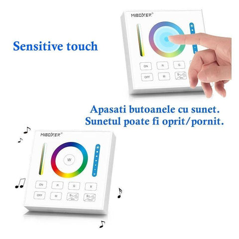 panou touc, panou tactil perete, controller smart perete, controller RGB+CCT, B0 MiLight, intrerupator touch, dimmer touch, MiBoxer, Led-box.ro