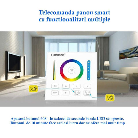panou touc, panou tactil perete, controller smart perete, controller RGB+CCT, B0 MiLight, intrerupator touch, dimmer touch, MiBoxer, Led-box.ro