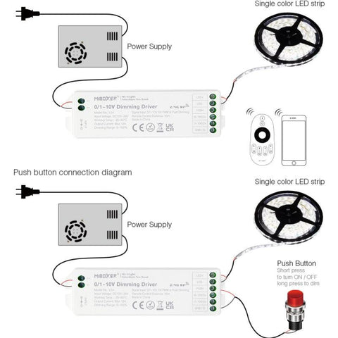 controller MiLight, controller banda led mono, dimmer, LS4 MiLight, 1-10v dimmer, controller wifi, led-box.ro