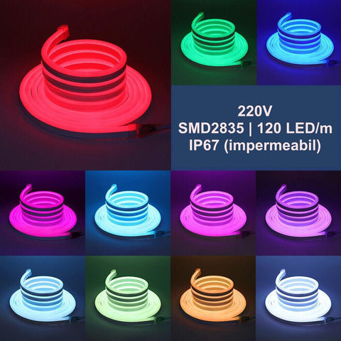 Furtun Neon Flex LED 230V, 15x25 mm, IP67, Albastru - led-box.ro