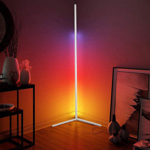 Lampa LED RGBW pentru colt, 20W 140cm, cu telecomanda, culoare alb-led-box.ro