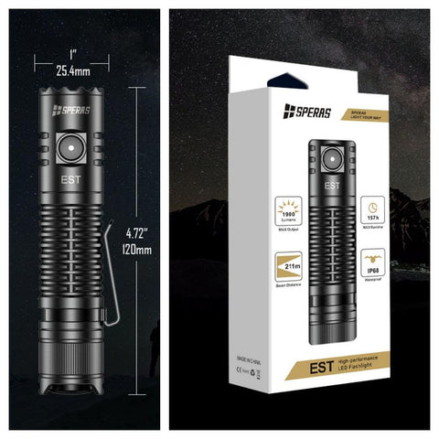 Lanterna tactica reincarcabila SPERAS EST 1900lm 211m USB-C-led-box.ro