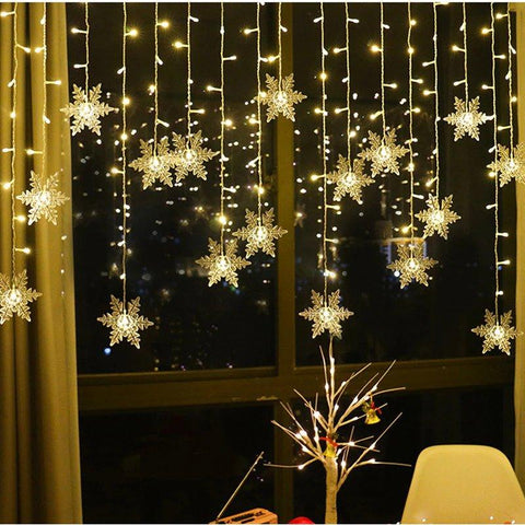Perdea luminoasa cu fulgi de zapada, 4 metri, alb cald - led-box.ro