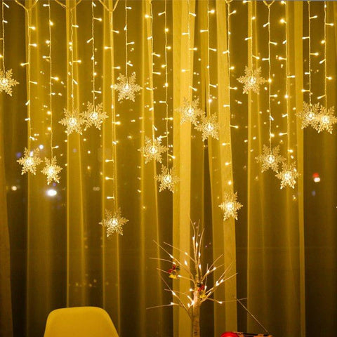 Perdea luminoasa cu fulgi de zapada, 4 metri, alb cald - led-box.ro