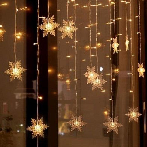 Perdea luminoasa cu fulgi de zapada, 4 metri, alb cald - led-box.ro