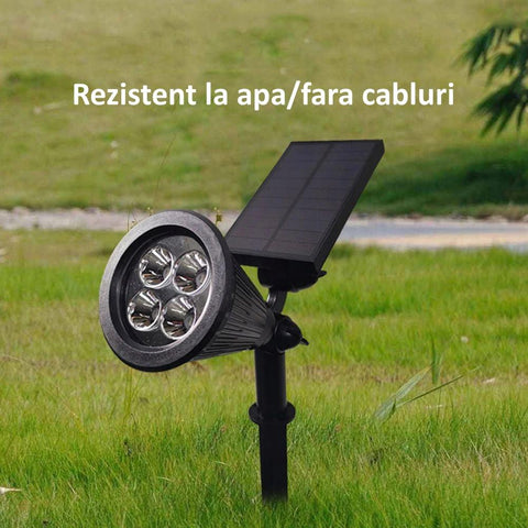 Proiector 2W 120lm, cu panou solar si senzor, reglabil, IP65 - led-box.ro