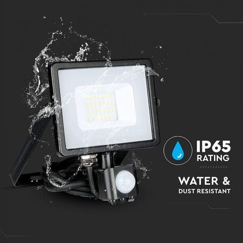 Proiector LED SMD Samsung cu senzor de miscare 20W 6400k IP65, negru - led-box.ro