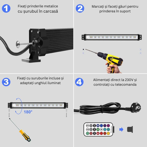 Proiector LED 25W RGB fatada wall washer multicolor cu telecomanda RF-led-box.ro