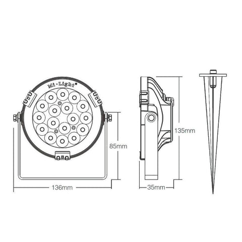 proiector led 9w, proiector led rgb+cct, spot gradina, spot 9w, spot iluminat arhitectural, spot FUTC01, led-box.ro
