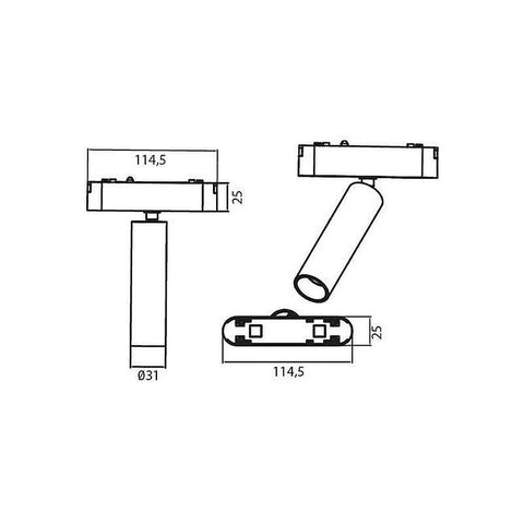 proiector sina magnetica 7W, proiectoare sina magnetica 48V, proiector led magnetic, spoturi magnetice, led-box.ro